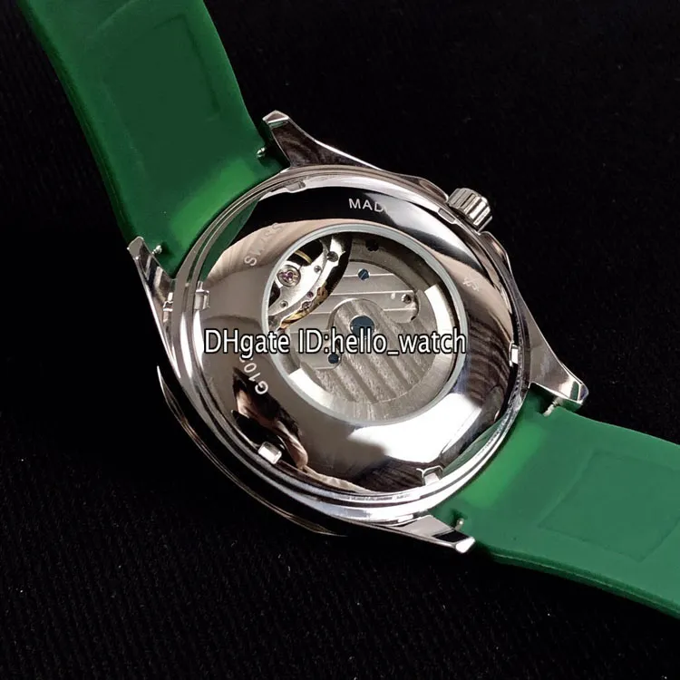 Novo esporte mostrador verde automático fase da lua tourbillon relógio masculino caixa de aço pulseira de borracha verde relógios de alta qualidade 10 cores Olá 309e