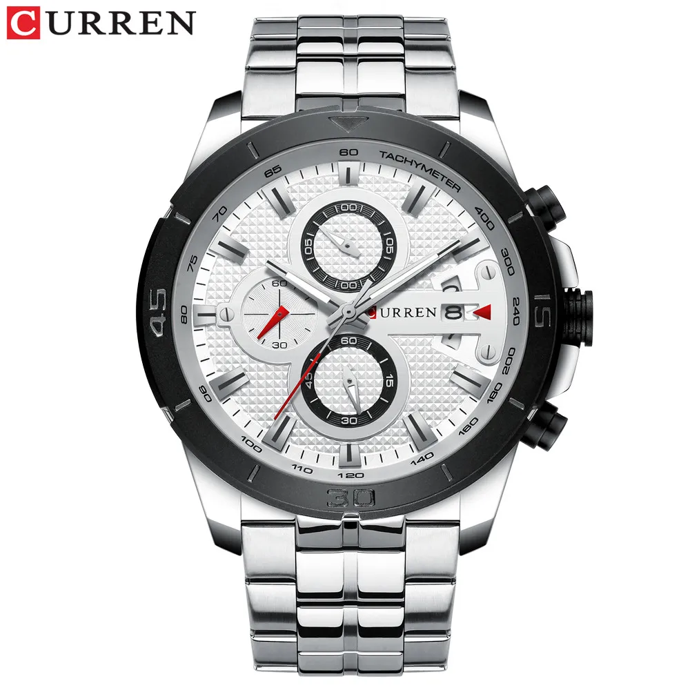 Curren Business Men assista marca de luxo Stainless Steel Wrist Watch Cronograph Exército Militar Quartz Relógio Relogio Masculino200z