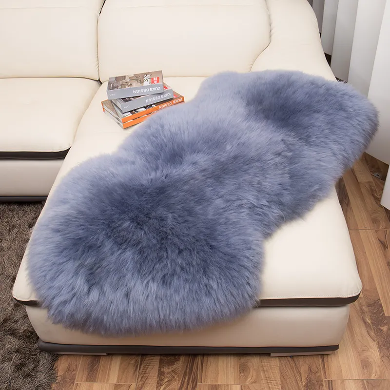 Teppiche 100 % echte Schaffellwolle für Wohnzimmer, Schlafzimmer, Teppich, weißes Fell, warm, zotteliger Teppich, superweicher Stuhlbezug, Mat1265M