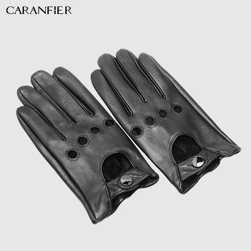 Caranfier gants en cuir de mouton véritable pour hommes conduite de voiture moto vélo mitaines à écran tactile en peau de chèvre gants respirants pour hommes T252d