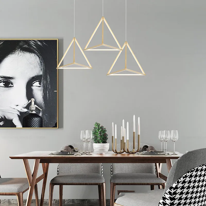 Modern LED Pendant Light Fixture Nordic Black Triangle Hanging Lamp Kitchen Living Room Matsal sovrum Hemhusdekor2768