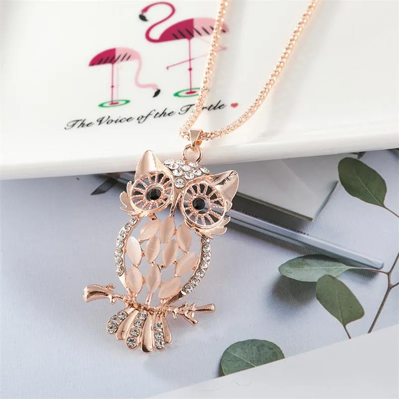 Opal Owl Pull Colliers de chaîne de mode Fashion Trendy Women Statement Charme Animal Design Pendant Collier Lady Girl Bijoux Accessoires 286Q