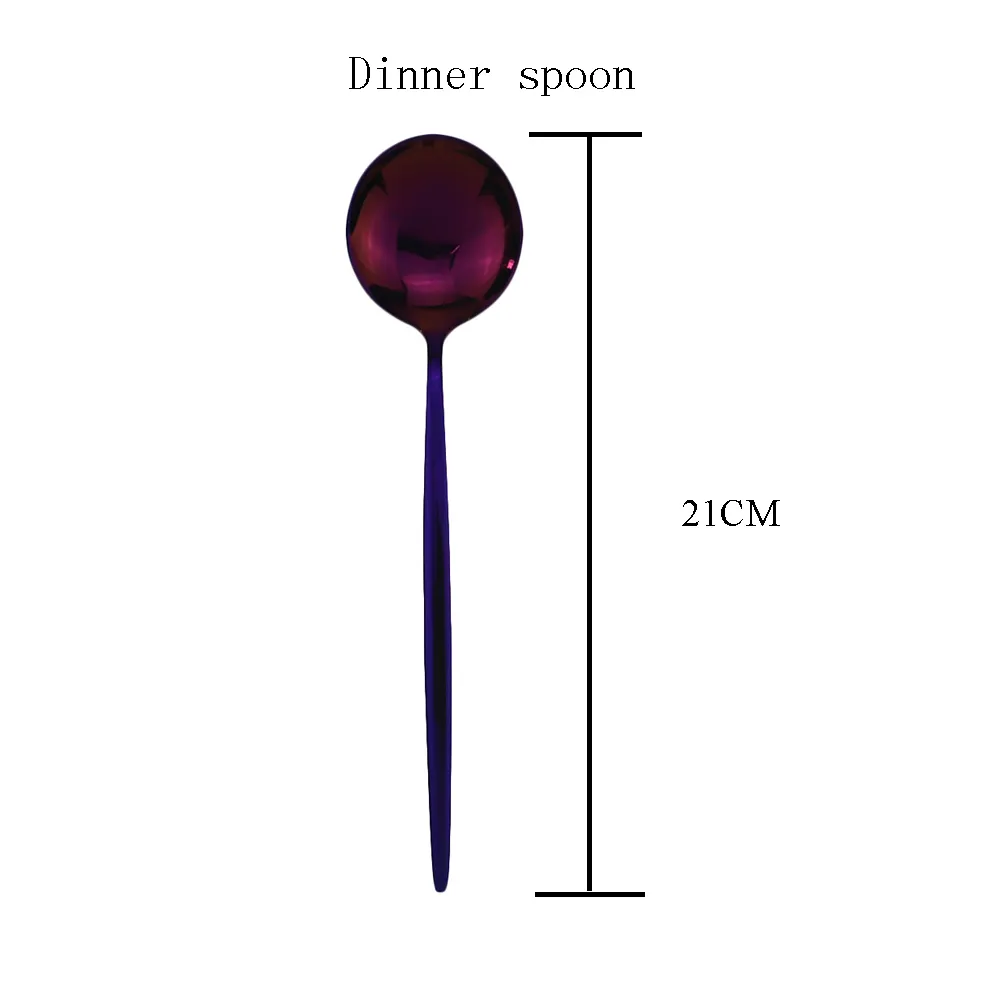 Purple Mirror 304 أدوات المائدة المصنوعة من الفولاذ المقاوم للصدأ مجموعة سكين شوكة ملعقة المائدة أدوات المائدة مجموعة أدوات المائدة الغربية