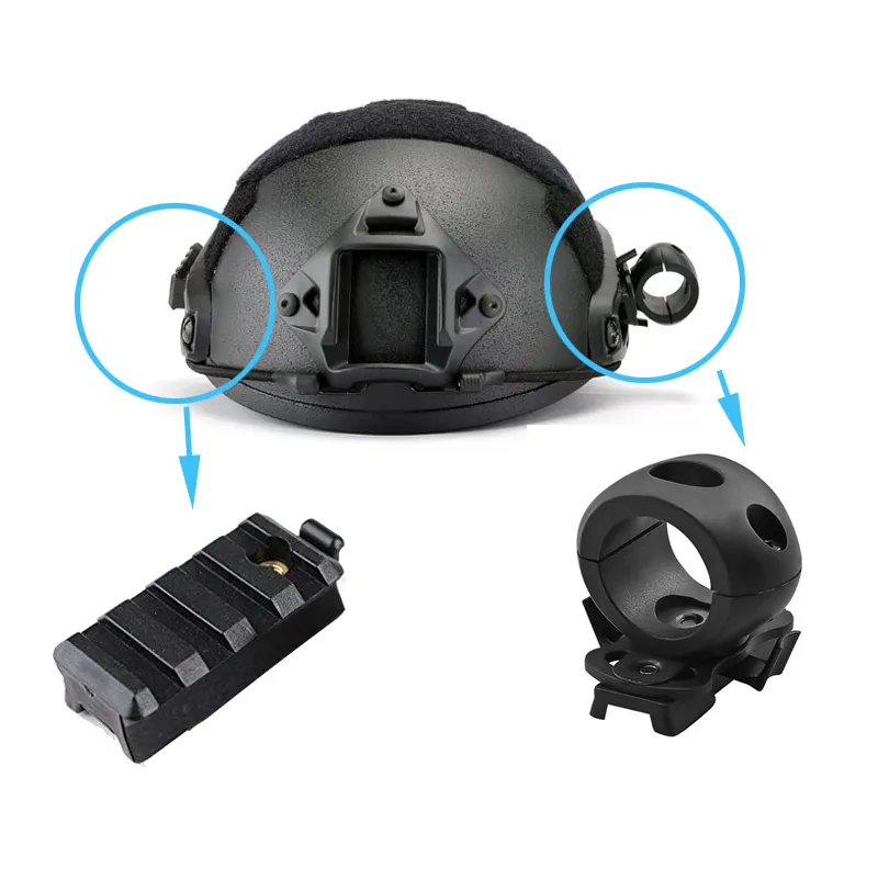 Tactical Airsoft 빠른 헬멧 액세서리 피카 틴니 어댑터 레일베이스 메탈 손전등 클램프 세트