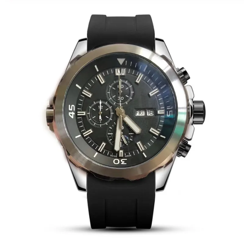 Дизайнерские мужские спортивные часы Япония Кварцевый механизм Хронограф черные наручные часы с резиновым ремешком Мужские часы-пилот Известный бренд Wristwa217R