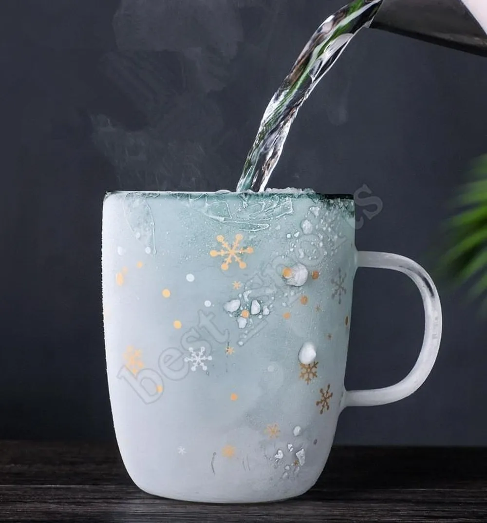 Weihnachtsbaumfestival Glas Becher Becher Hitzebeständige Doppelschicht Gläsern Bottes Frühstück Hafermehl Milk Cup Custom Trinken Mugglas Cup