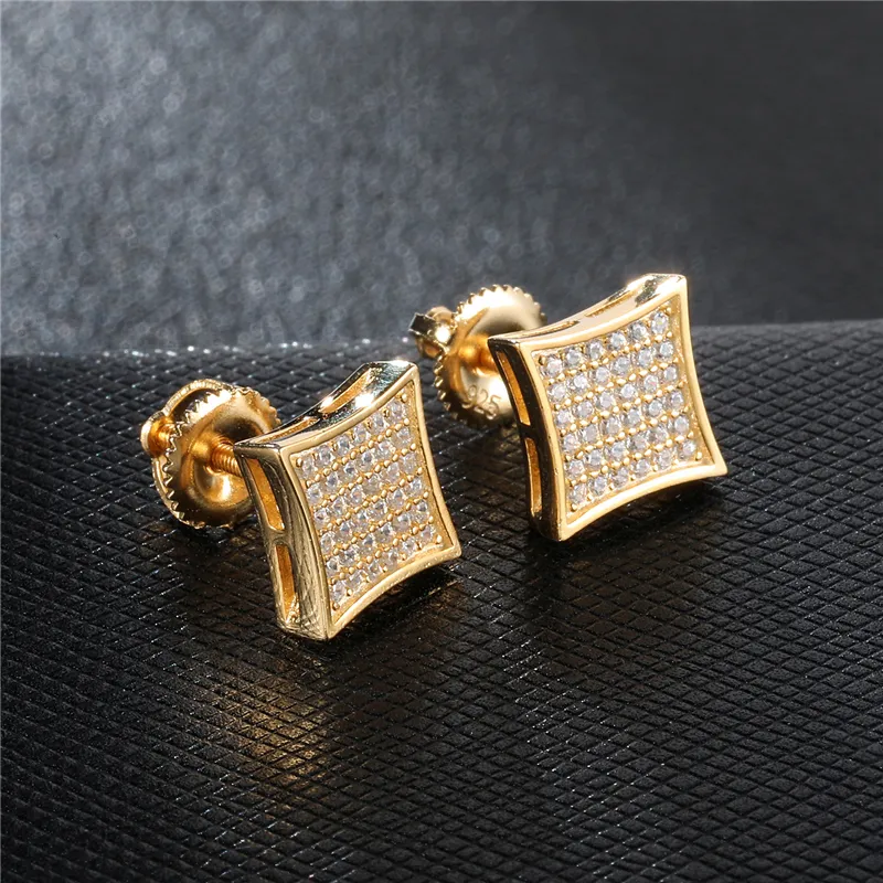 Nova chegada dos homens zircônia cúbica diamante brincos moda masculina jóias hip hop cobre ouro preenchido cz brincos jóias297e