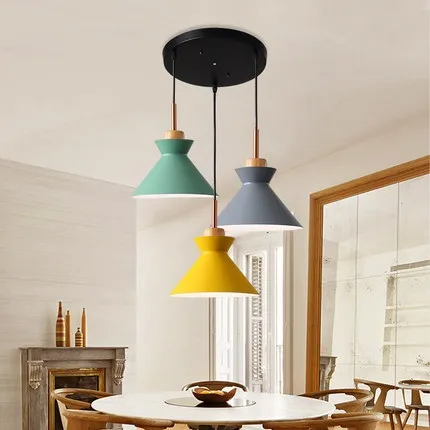 Set van 3 eettafellampen Verlichting Macaroon Kleurrijke LED Moderne hanglamp Hanglamp voor keukeneiland Plafondkamer Verlichting241g