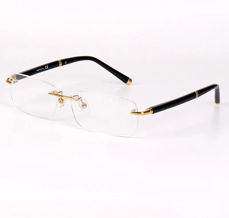 Klassisk MB374 Business Rimless Men Square Glasses Frame 57-16-140 för receptbelagda glasögon full set case ome Factory Outlet215b