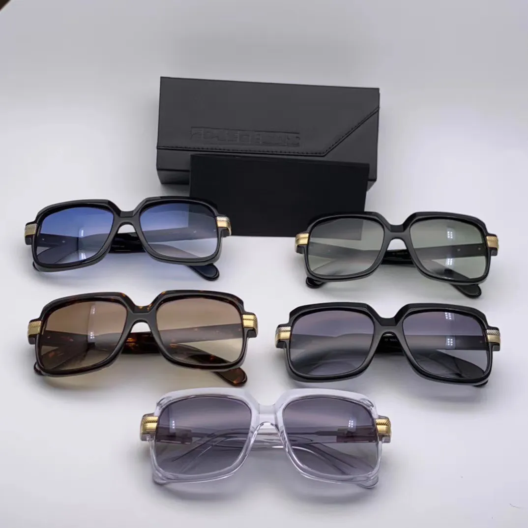607 Lunettes de soleil vintage en plastique noir or dégradé gris rétro mode lunettes de soleil carrées nuances avec boîte244F