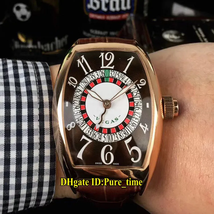 A buon mercato Nuovo 8880 Vegas Casino russo giradischi quadrante bianco verde automatico orologio da uomo cassa in oro rosa cinturino in pelle verde orologio da uomo2806