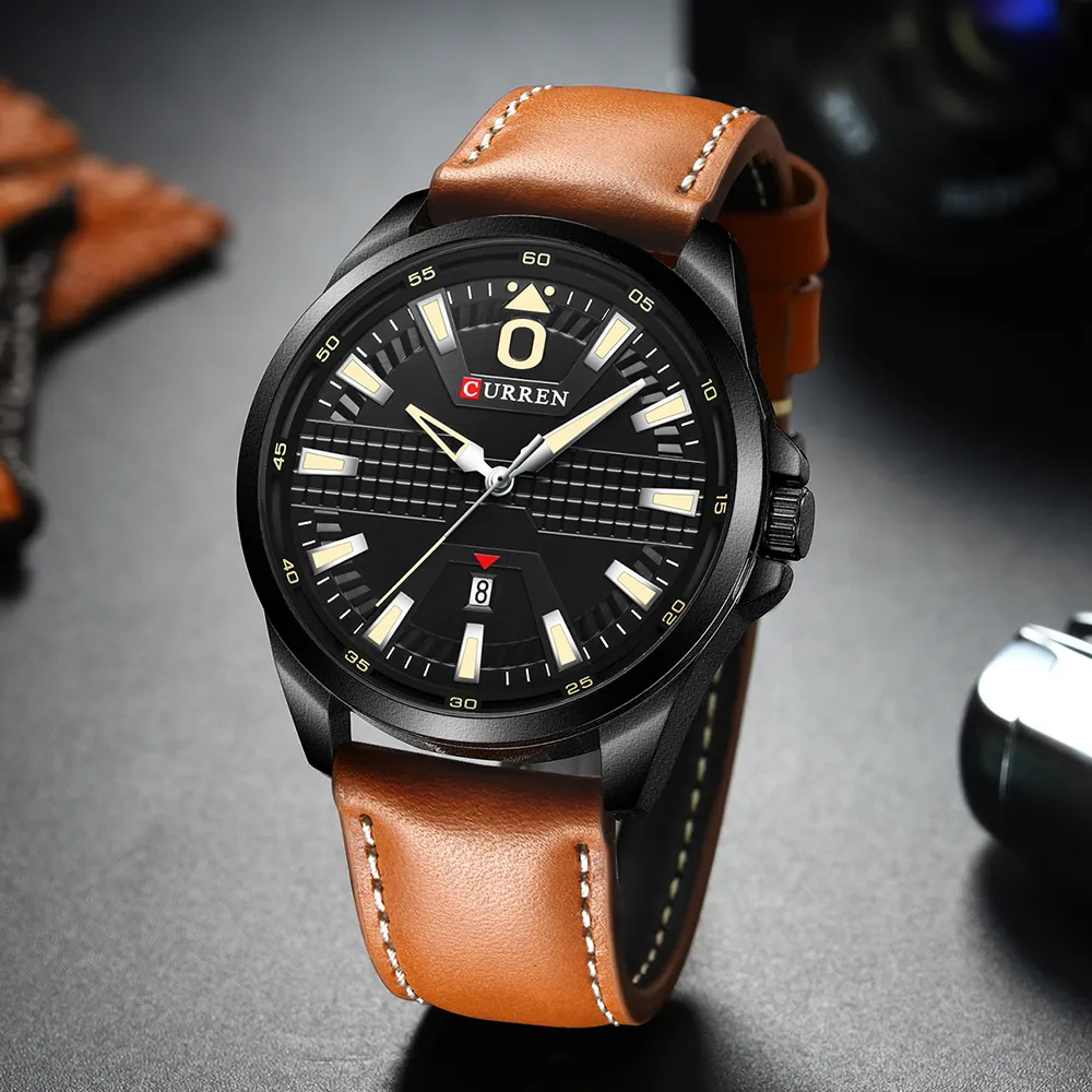 Kreative Uhr Uhr Mann Mode Luxus Uhr Marke CURREN Leder Quarz Business Armbanduhr Auto Datum Relogio Masculino291z