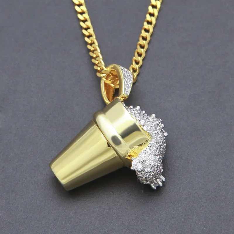 Mens Hip Hop Necklace Jewelry Ice Cream Styrofoam Cup Iced Out Pendant Hiphop Necklaces225H