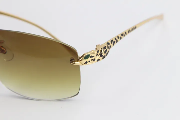 Rimless klasik model metal leopar serisi güneş gözlükleri moda yüksek kaliteli gözlükler büyük kare güneş gözlükleri erkek ve fem272y