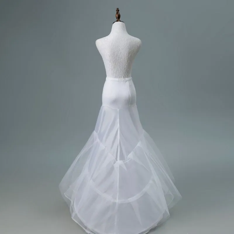 Donne 2 strati Cotail coda di pesce crinolina con tulle a rete aline lunghezza del pavimento medilette abiti da sposa da sposa3289434