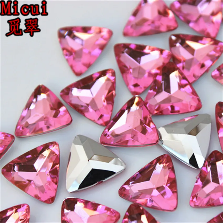MICUI 15 mm mélange Triangle Triangle Crystal Rimestones Pointback Stones Fancy Scryliques Strass Crystal Stones Crystal Pierres