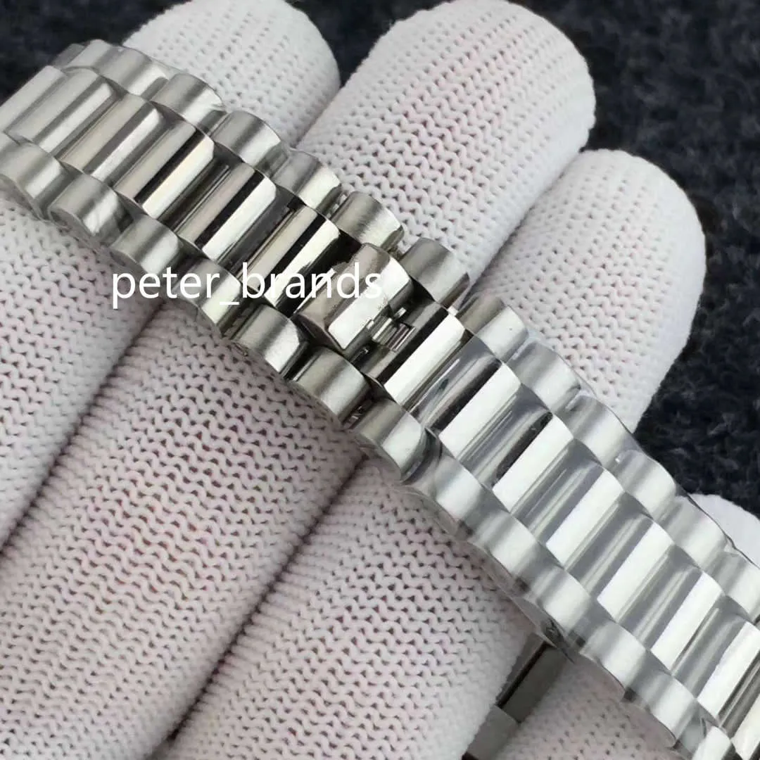 Luxo prata automático masculino grande diamante relógio moldura dial dia-data homem relógios 43mm aço inoxidável brilho diamante rosto dial176h