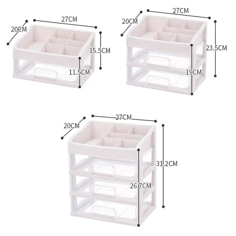 Organizador de maquillaje de plástico, cajón de cosméticos, Caja de almacenaje para maquillaje, contenedor, soporte para ataúd de uñas, caja de almacenamiento de artículos diversos de escritorio, herramientas de cuentas 296R