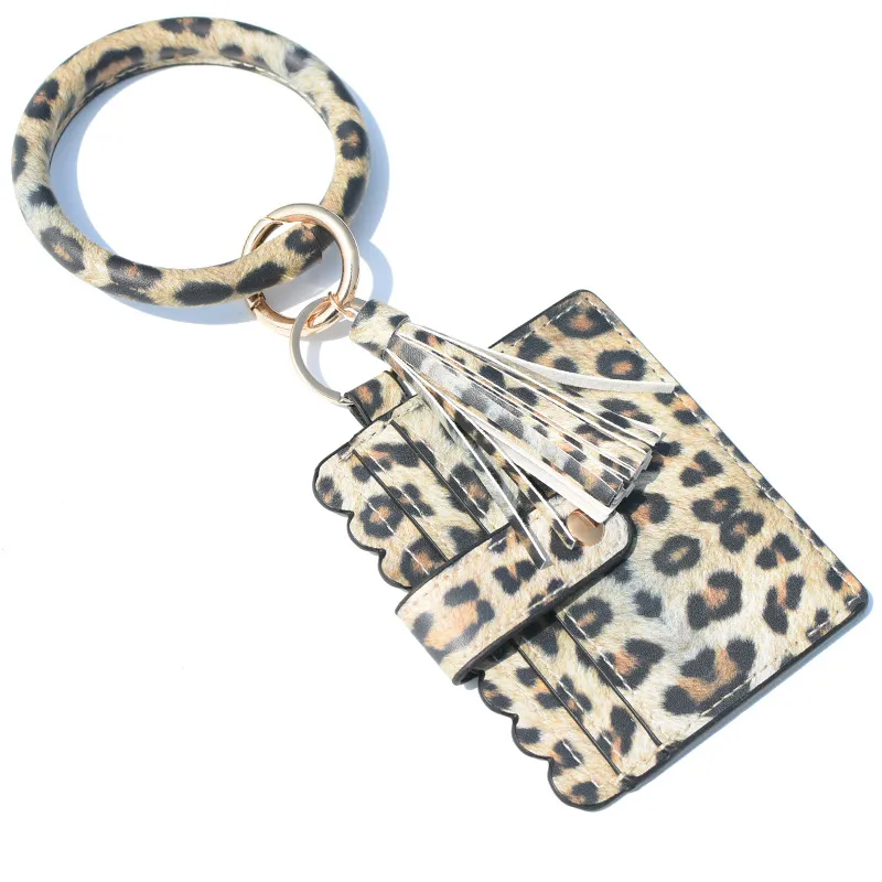 Torba Karty Brelok Dla Kobiet Mężczyzn Leopard Wąż Portfel PU Skórzany Tassel Kabaw Moda Bransoletka Brelok Biżuteria DLH428
