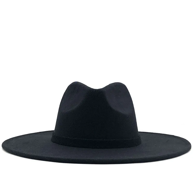 Szeroki brzeg fedora czapka dla kobiet solidna wełna wełna czapka dla mężczyzn jesienna zima panama gamble szary jazz cap236z