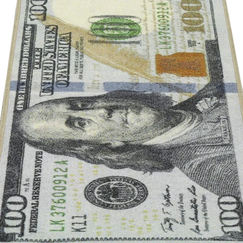 Tapis de sol créatif imprimé Dollar Bill 100, tapis de sol pour salle de bain et cuisine, antidérapant, pour décoration de salon, 1236P
