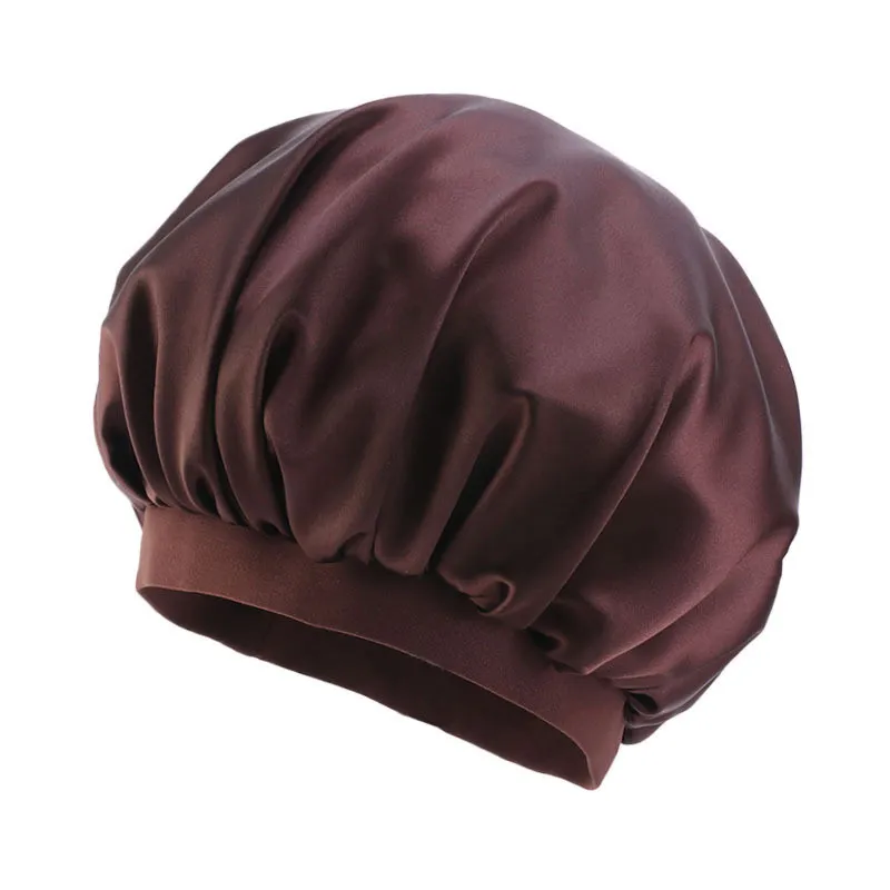 Whole Lot Women Men Satin Night Sleep Cap Hair Bonnet Hat Silk Head Cover Wide Elastic Band One Size3525302