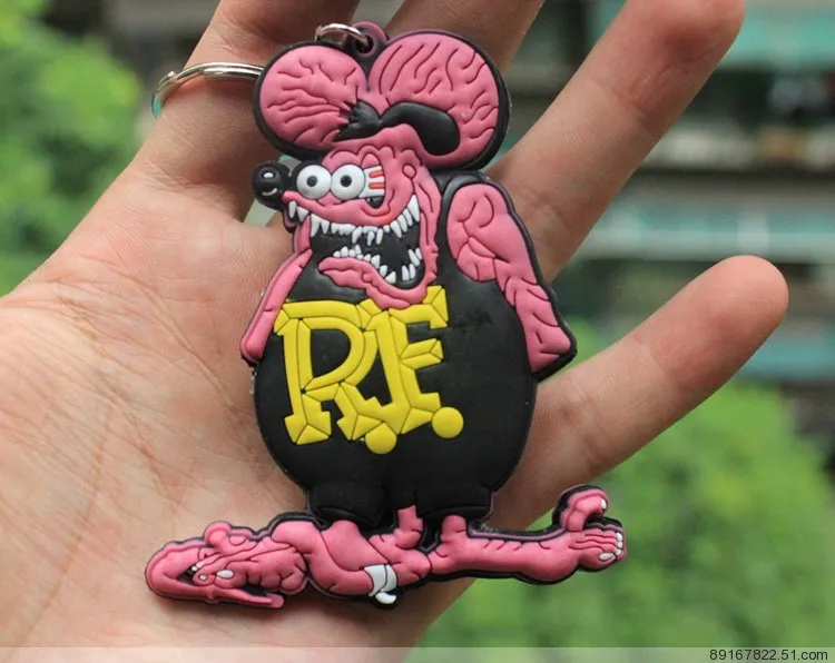 20st RF Ratfink Rat Fink Mouse PVC Plastic Keychains Keychain for Men Whole217Z