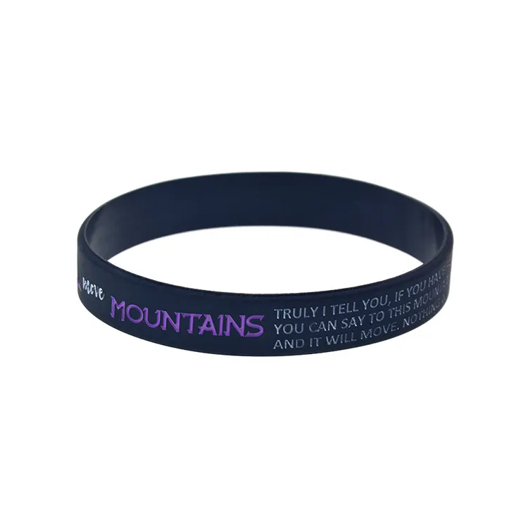 Jesus Silicone Rubber Bracelet Debossed Filled in Color Matthew 1720 Faith can move mountains234d