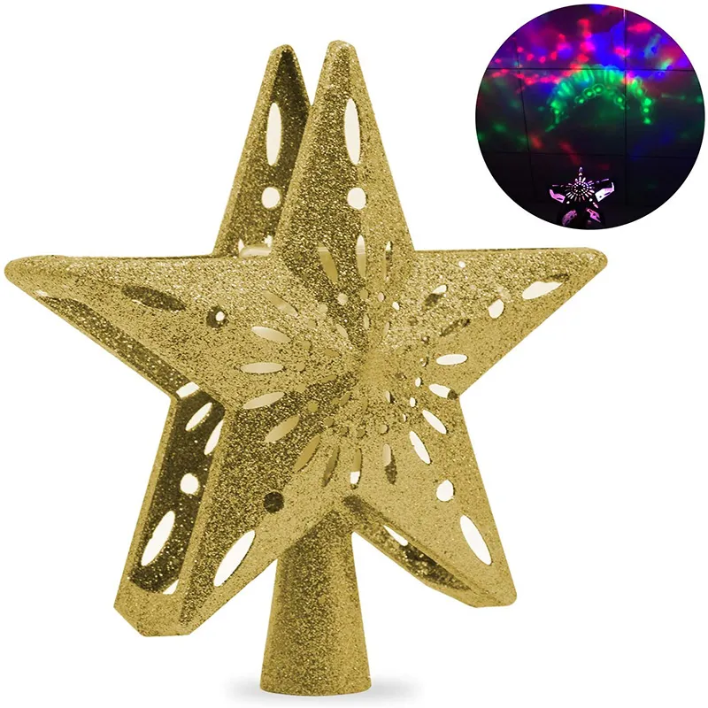 Julljus LED Night Light Meteor FEM POINTE STAR LAMP TREE TOPER DECED EU USA UK PLIG 220V för Xmas Atmosphere Lighting252G