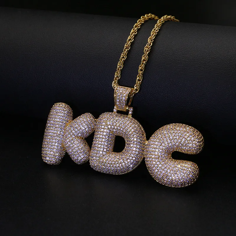 Nome personalizzato Lettere Collane a sospensione uomo Hip Hop Cubbic Zircone Necklace Gold Chain Gioielli1913