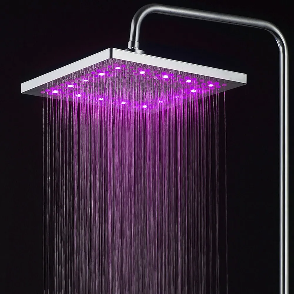 Neue 6 Zoll LED Edelstahl Dusche Regen Regen Duschkopf Hochdruck Rainshower Bunte Verfärbung Duschkopf Quadrat B2947