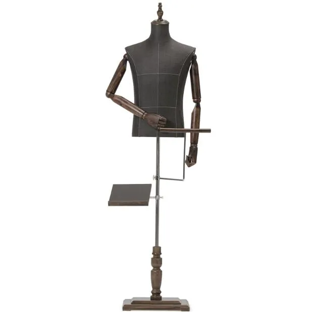 2 stijl Mannelijke mannequin lichaam halve lengte model pak broek Broekrek display kledingwinkel hout dase Verstelbare hoogte ONE PIE2358