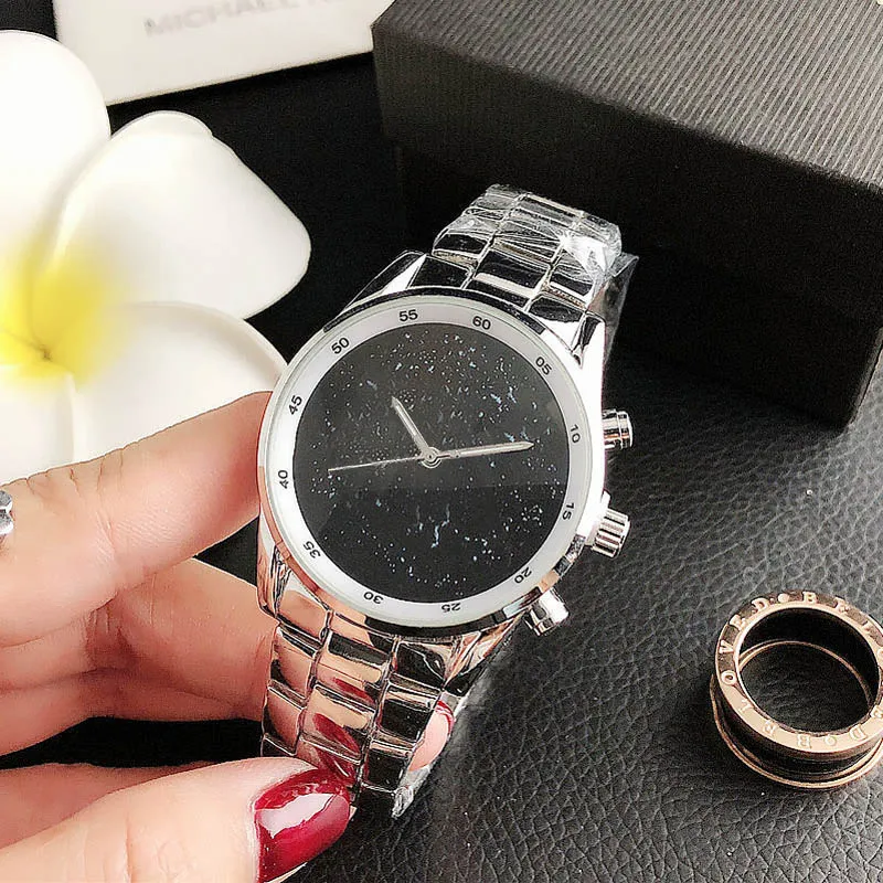 Fashion Band Watches women Girl Big letters crystal style Metal steel band Quartz Wrist Watch M 108242Q