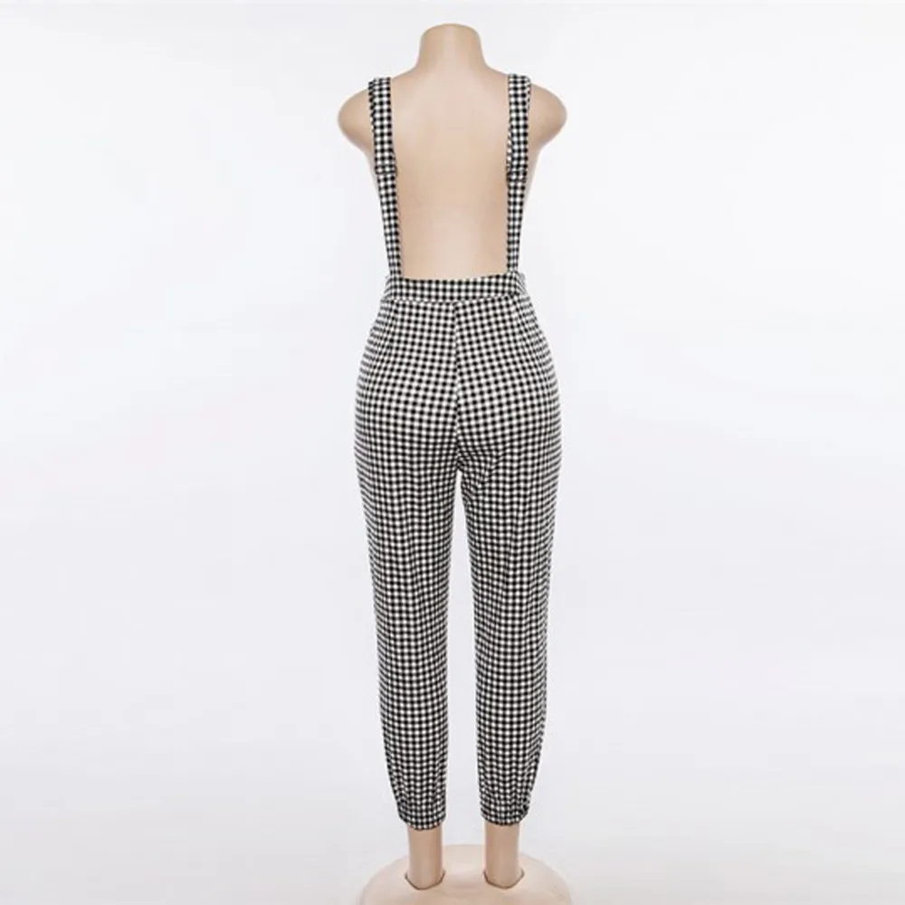 Women Casual Pants Suit Sexy Solid Elegant Women Sleeveless Dungarees Loose Plaid Long Jumpsuit Pants Trousers outdoor 19JUL31 210326