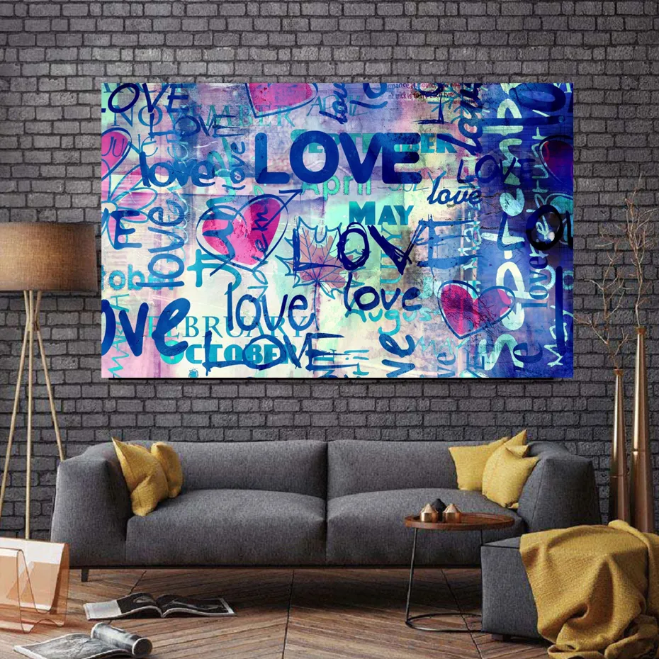 Dipinti Love Letters Wall Art Canvas Stampe Graffiti Banksy Poster Poster Stampe da letto diserbo1228p