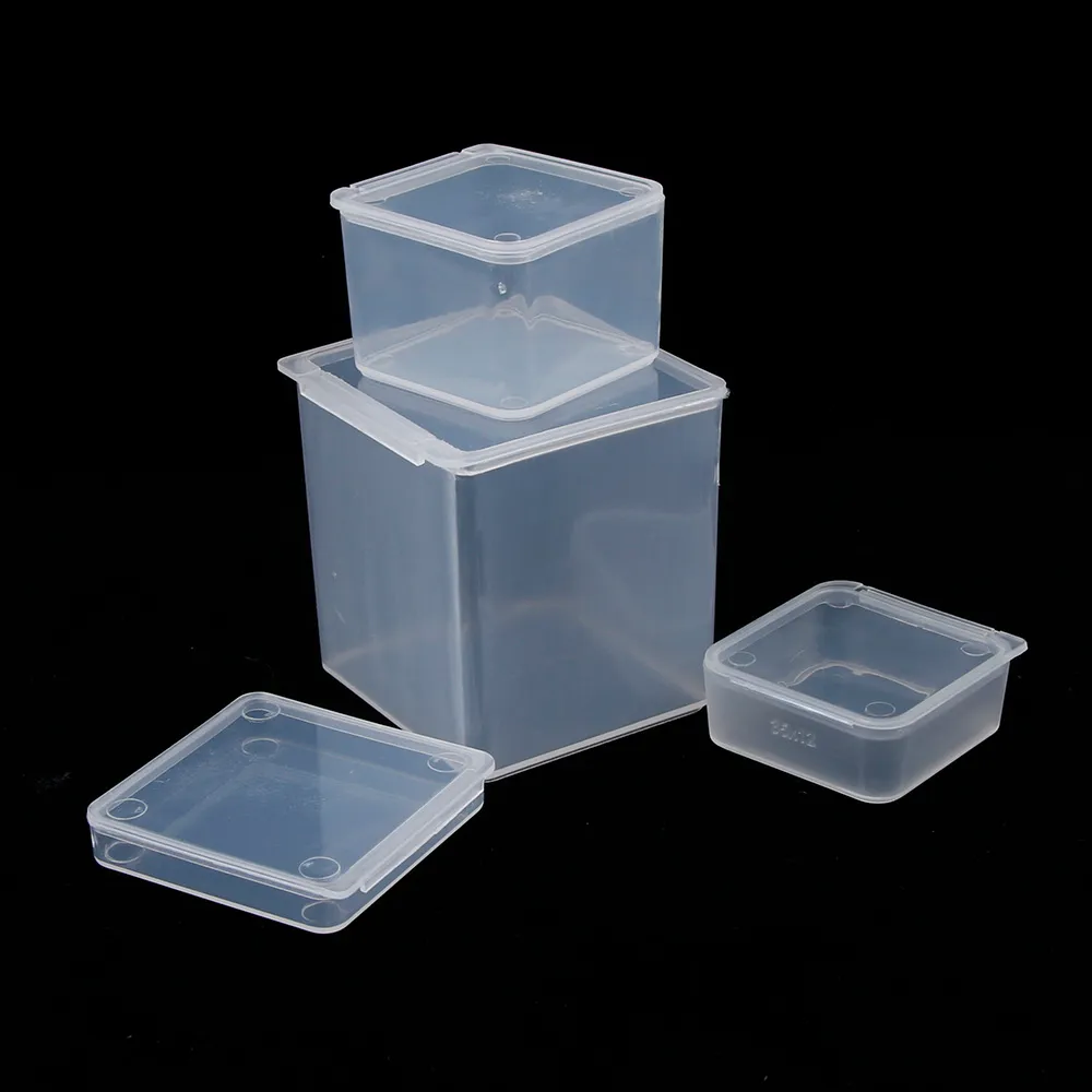 Kleine quadratische durchsichtige Kunststoff-Aufbewahrungsbox, transparente Schmuck-Aufbewahrungsboxen, kreative Perlen, Kunsthandwerk, Behälter, 2464