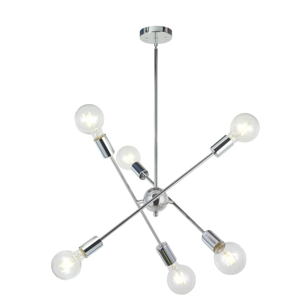 Modern Sputnik Chandelier Lighting 6 Lights Brushed Brass chandelier Mid Century Pendant Lighting Gold Ceiling Light Fixture for H286C