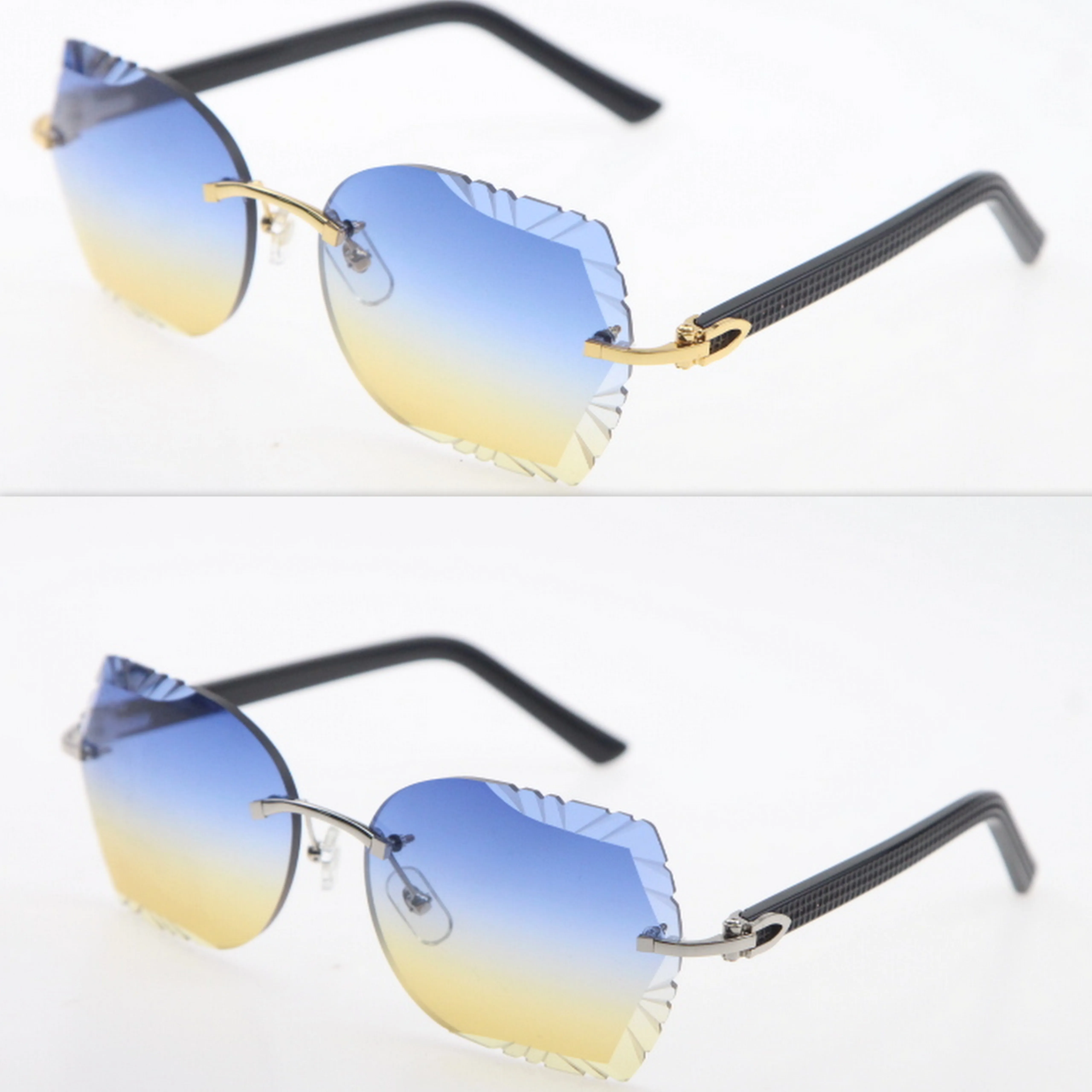 Rimless oyma lens ekose tahta güneş gözlükleri erkek ve dişi yeni gözlükler unisex güneş gözlükleri kedi göz gözlük moda aksesuarları 245i
