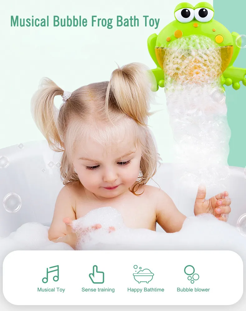 Música Baby Bath Bath Brinquedos Piscina Natação Natação Banheira Sabão Máquina Automática Bolha Engraçado Caranguejo Rã Nuvem Pato Bathtoy Atacado