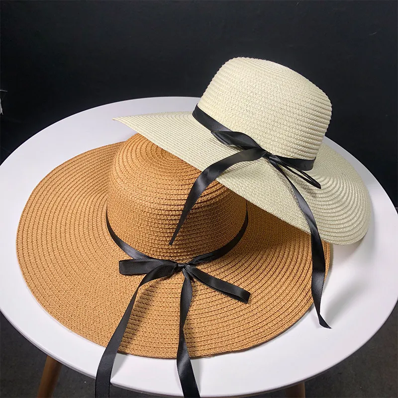 Fashion Women039s Big Brim Sun Hat Floppy pliable Bowkknot Paille Chapeau de plage d'été lot6929325