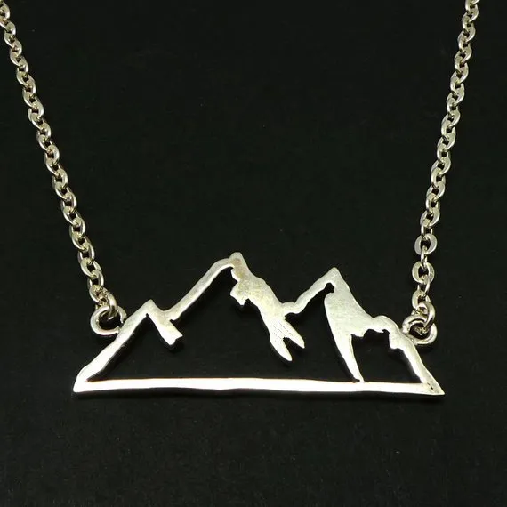 Nouveau Géométrique Montagne Enneigée Haut De Gamme Collier Colorado Wasatch Alpine Nature Randonnée Camping Voyage Wanderlust Paysage Ne297T