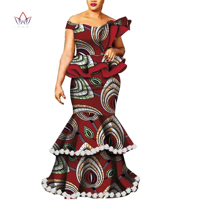 Afrikanische kurze Ärmel, schulterfreie Print-Tops und Rock-Sets für Frauen, Bazin Riche afrikanische Kleidung, 2-teiliges Rock-Set WY6807