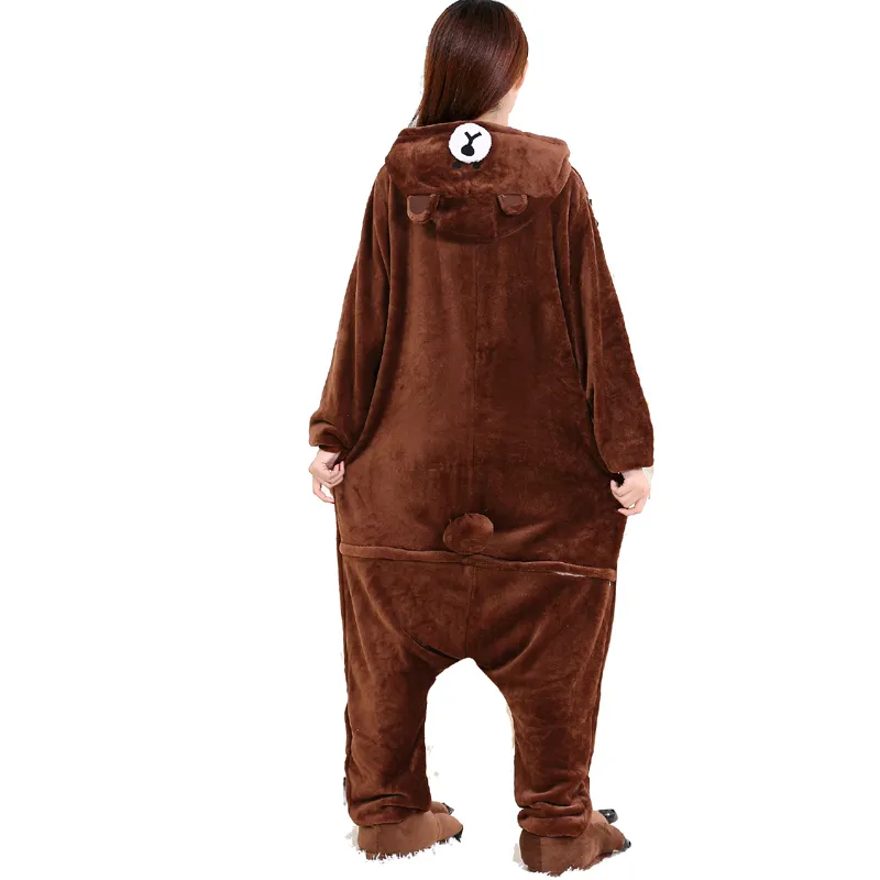 Brown Bear one oneies XXL костюм 200 см Zipper onsie для женщин Pijamas Мужчины взрослые животные мультфильм Pajamas Halloween Cosplay необычный костюм T200111