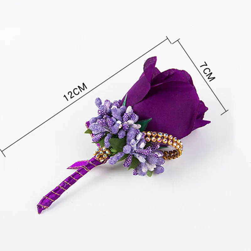 Dekorative Blumen Kränze Herren Simulation Seide Rose Boutonniere Pin Brosche Hochzeitsdekorationen Blume Bräutigam Corsage Color264Q