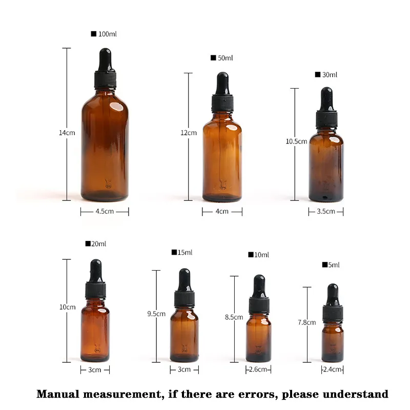 5 -100ml garrafa de óleo essencial de vidro marrom recipiente conta-gotas cosmético frasco vazio recarregável garrafa conta-gotas vazia 227a