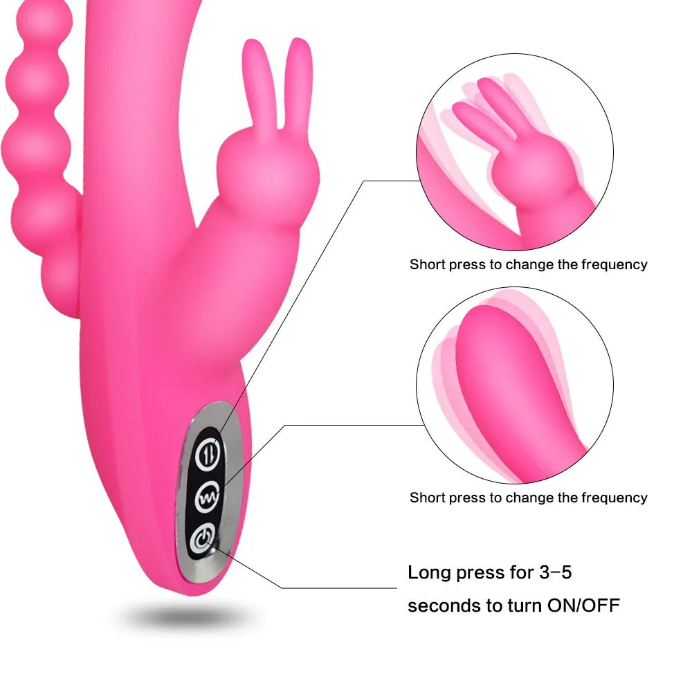 10 Vibration Patterns Rabbit GSpot Vibrator Waterproof Triple Massage Anal Vagina Clitoris Stimulator Sex Toys For Women Couple C1129043