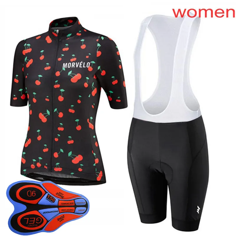 Femmes Morvelo Team Cyclisme Jersey Ensemble Été Respirant À Manches Courtes VTT Vêtements De Vélo Ropa Ciclismo Mujer Vélo Sports Uniforme Y21031813