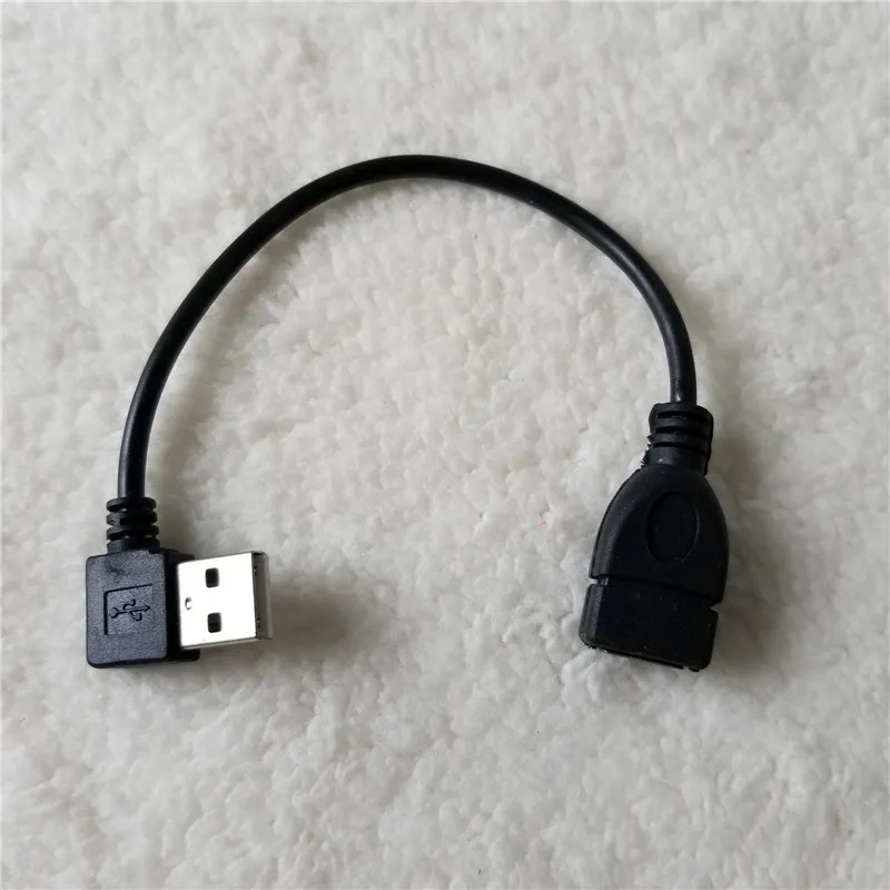 왼쪽 각도 방향 90도 USB 2.0 남성에서 여성 M/F 확장 데이터 동기화 전원 충전 케이블 코드 20cm