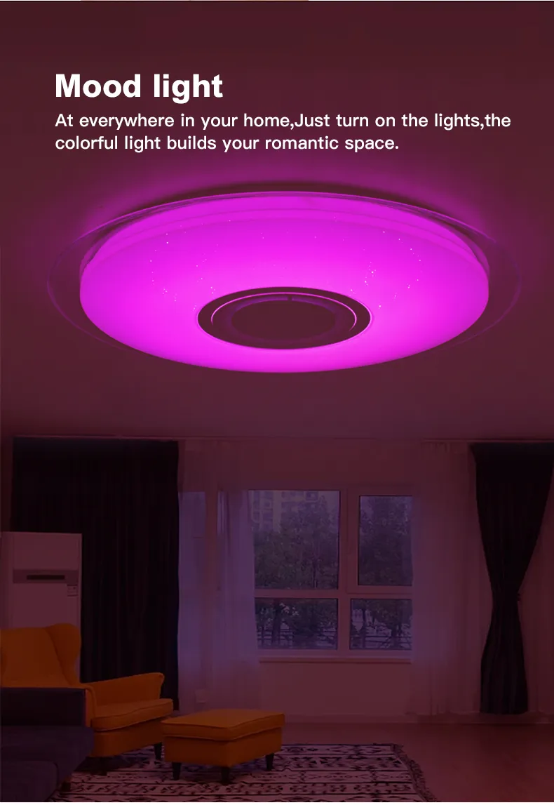 Luzes de teto LED modernas RGB Dimmable 25W 36W 52W App Control remoto controle Bluetooth Music Light Foyer Bedroom Smart Teto Lamp2394