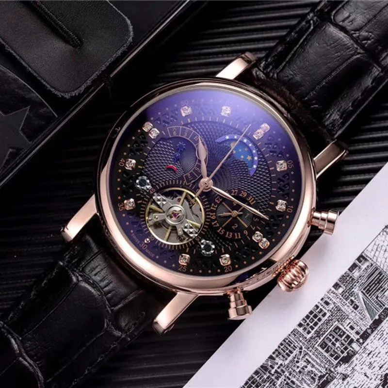 Nowa promocja moda Mężczyźni zegarek brązowy zegarek klasyczny Relogio Masculino Gold 2813 Automatyczne mechaniczne ręczne zegarek 281o